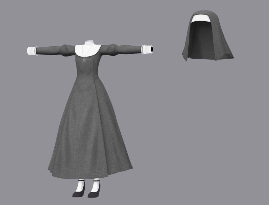 【衣装】ヴェールシスターワンピ(連翹・リディv2対応)【FBX】