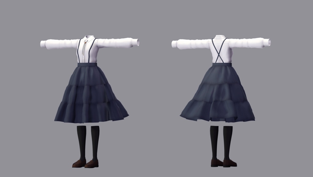 【衣装】ループタイ付シャツ(連翹・リディv2対応)【FBX】