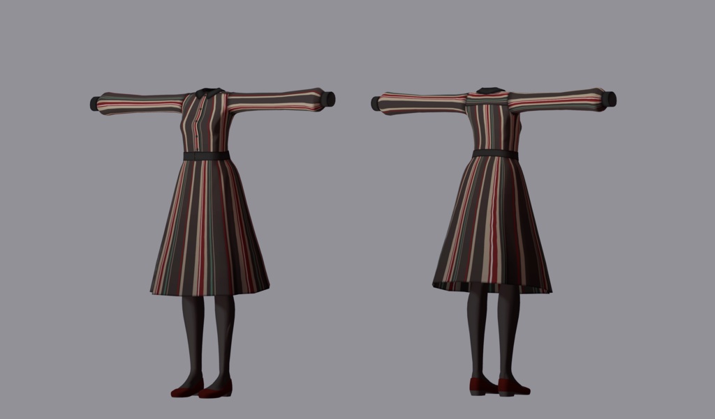 【衣装】ストライプワンピース(連翹・リディv2対応)【FBX】