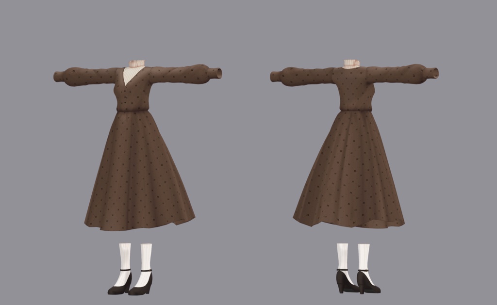 【衣装】Vネックワンピ(連翹・リディv2対応)【FBX】