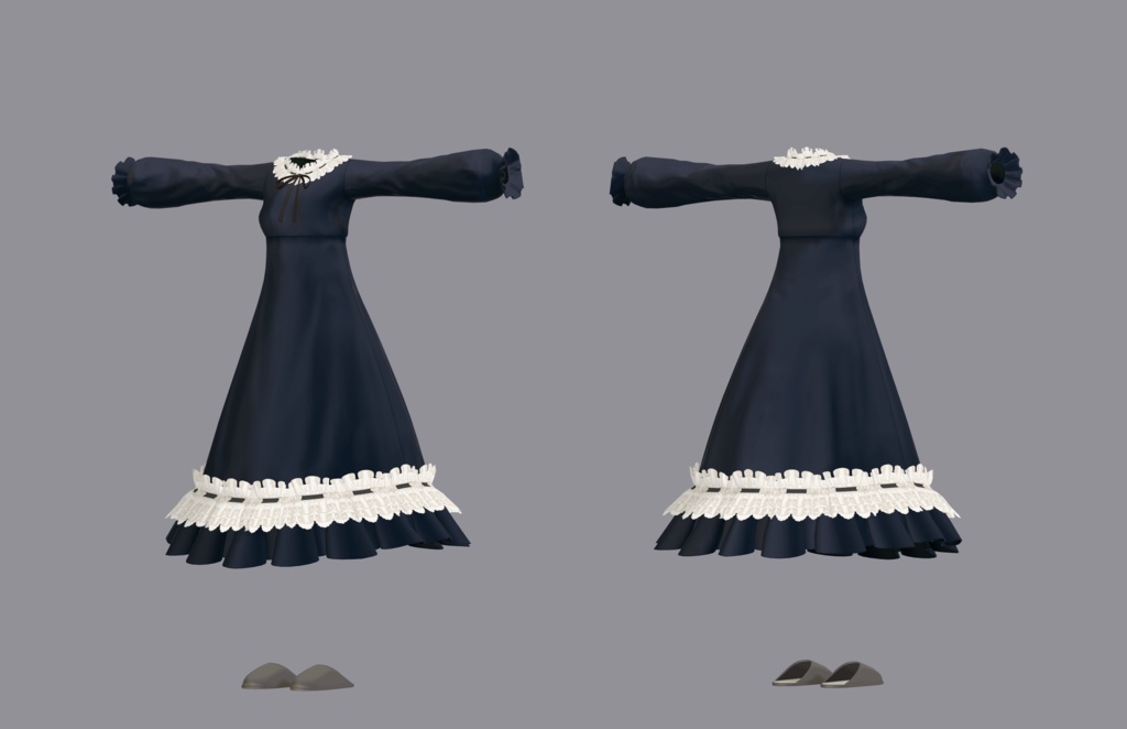 【衣装】サテンネグリジェ(連翹・リディv2対応)【FBX】