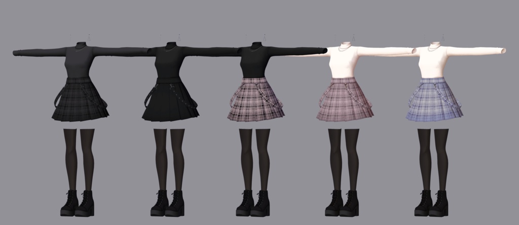 【衣装】タートルプリーツ(連翹・リディv2対応)【FBX】