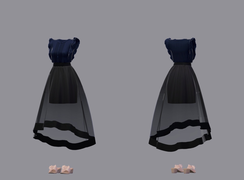 【衣装】ラッフルブラウス(連翹・リディv2対応)【FBX】