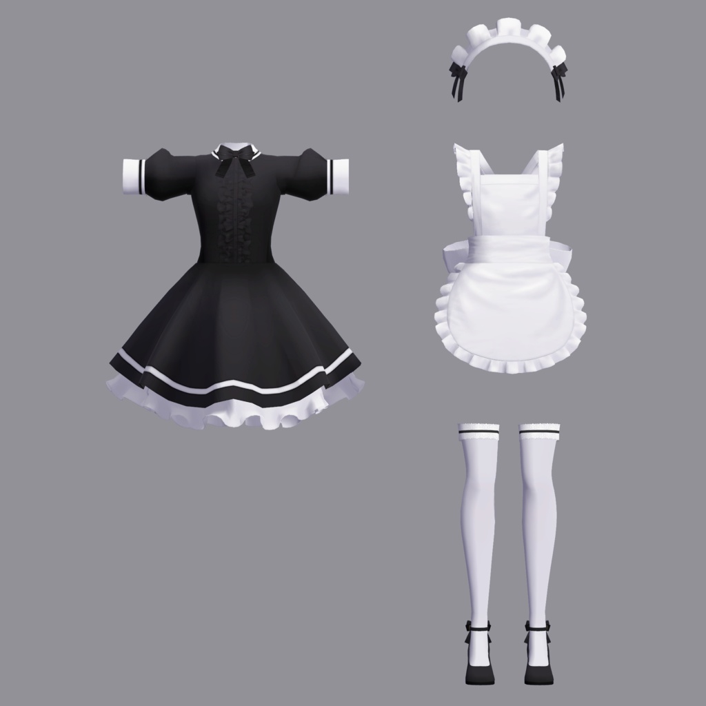 【衣装】ミニメイド(連翹・リディv2対応)【FBX】