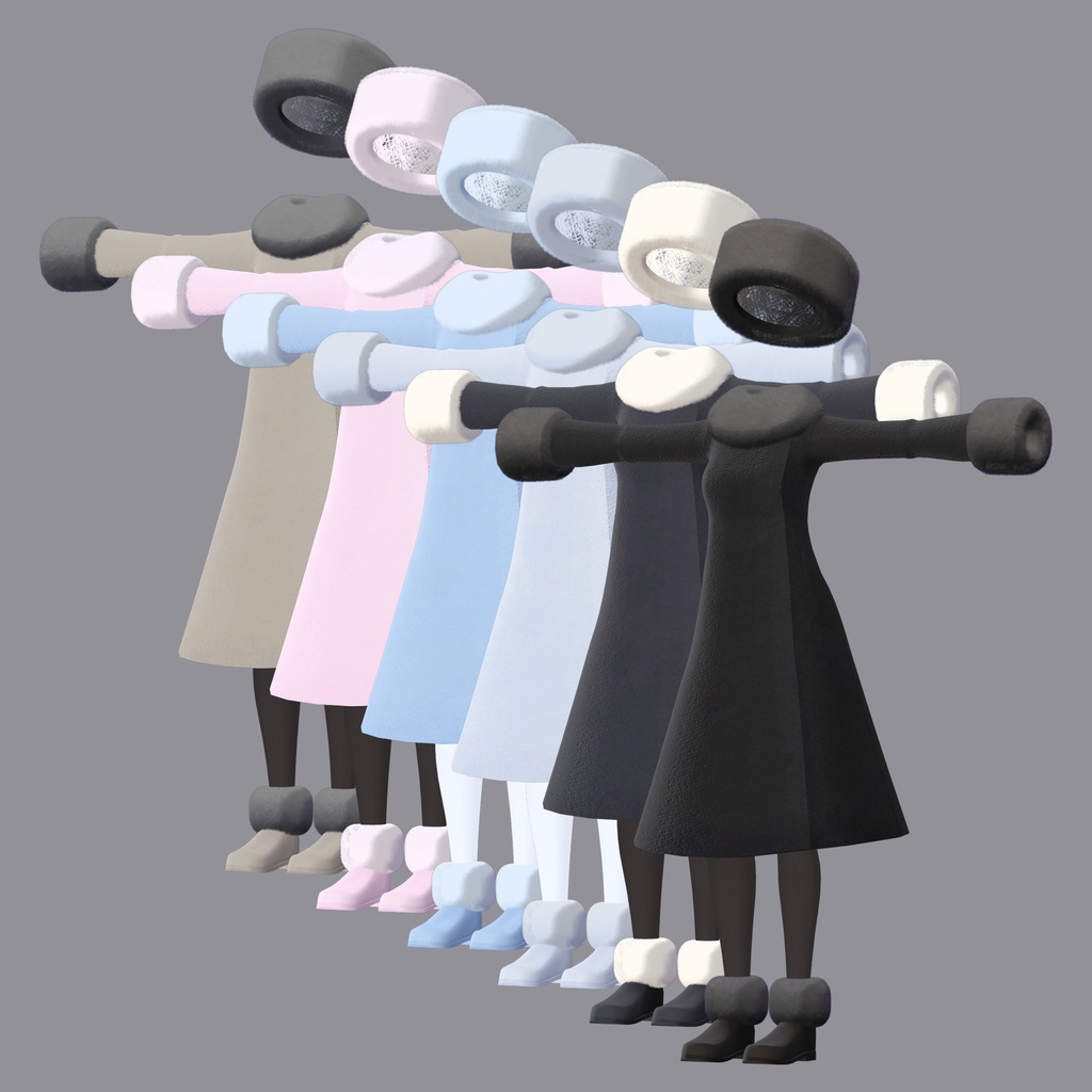 【衣装】Aラインファーコート(連翹・リディv2対応)【FBX】