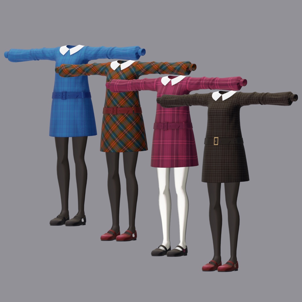 【衣装】ウエストベルトワンピ(連翹・リディv2対応)【FBX】