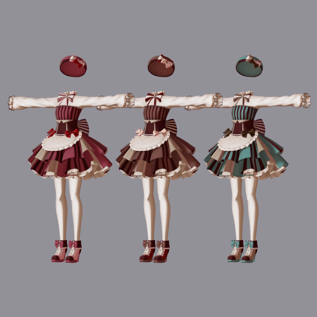 【衣装】バレンタインリボンワンピ(連翹・リディv2対応)【FBX】