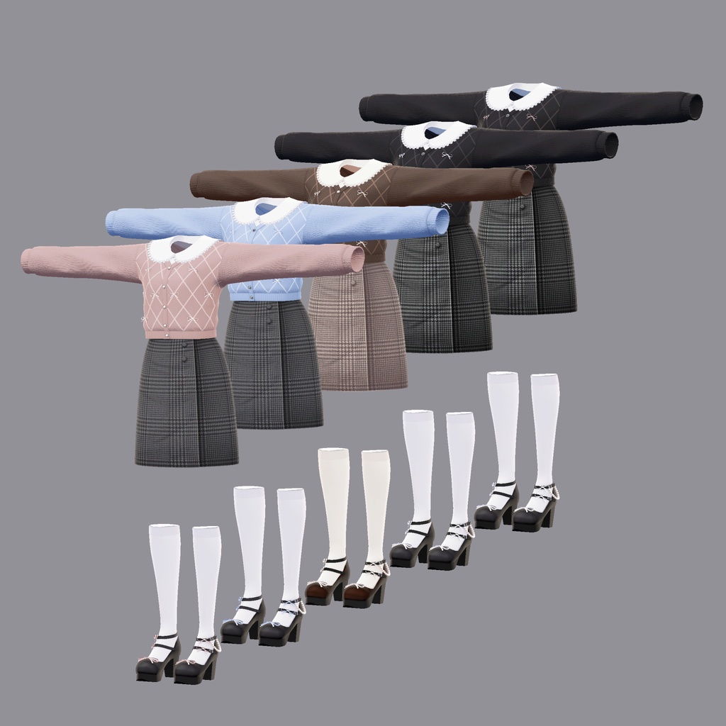 【衣装】リボンカーディガン(連翹・リディv2・珀葵・ちよv2対応)【FBX】