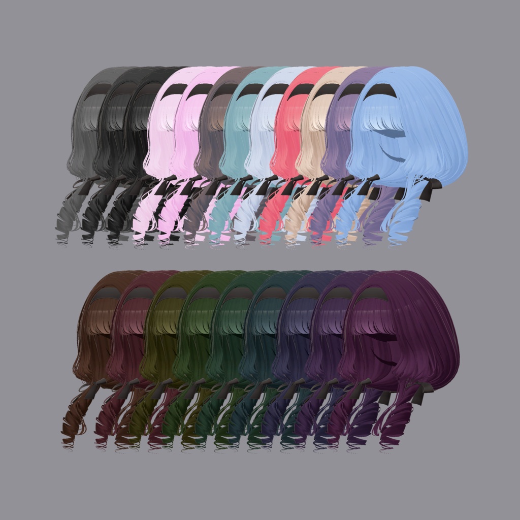 【髪型】WavyLowtwin(連翹・リディv2・珀葵・ちよv2対応)【FBX】