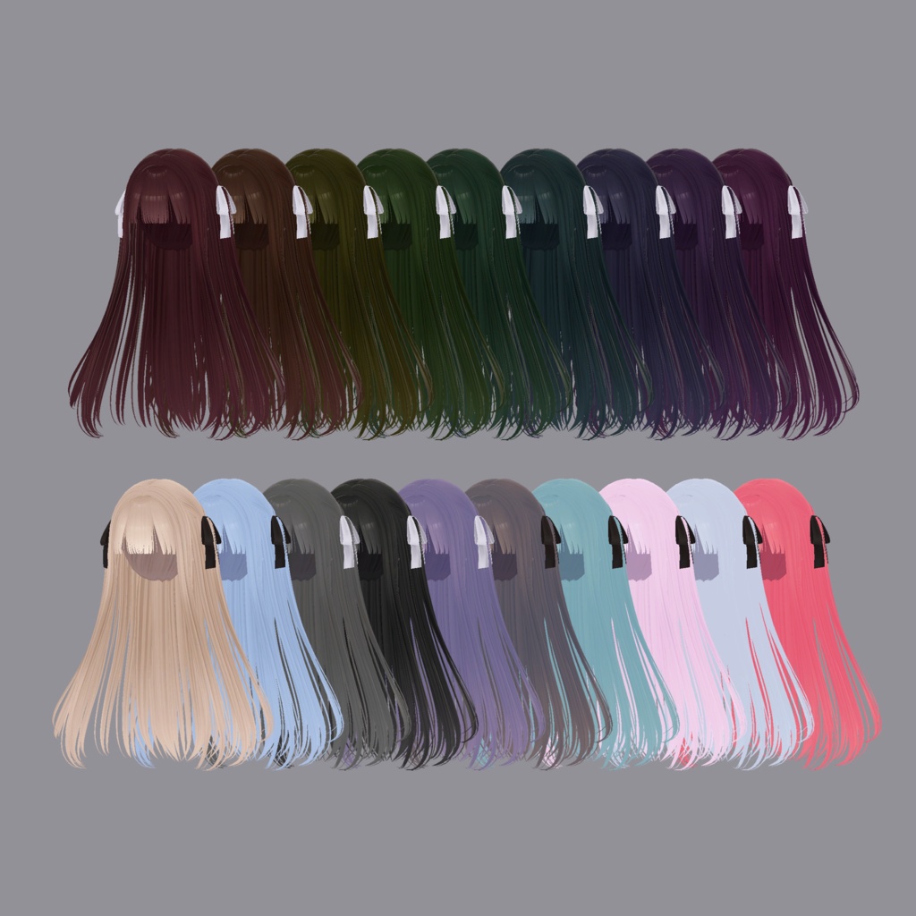 【髪型】StraightHalfup(連翹・リディv2・珀葵・ちよv2対応)【FBX】