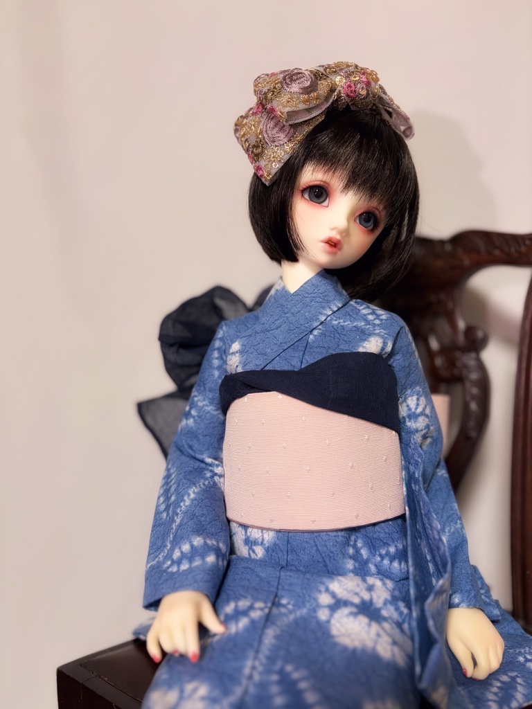 SD〜13SD少女サイズ　総手縫い浴衣　絞り風柄