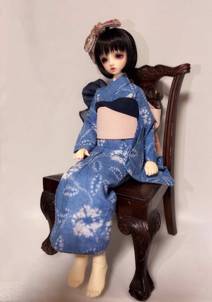 SD〜13SD少女サイズ　総手縫い浴衣　絞り風柄