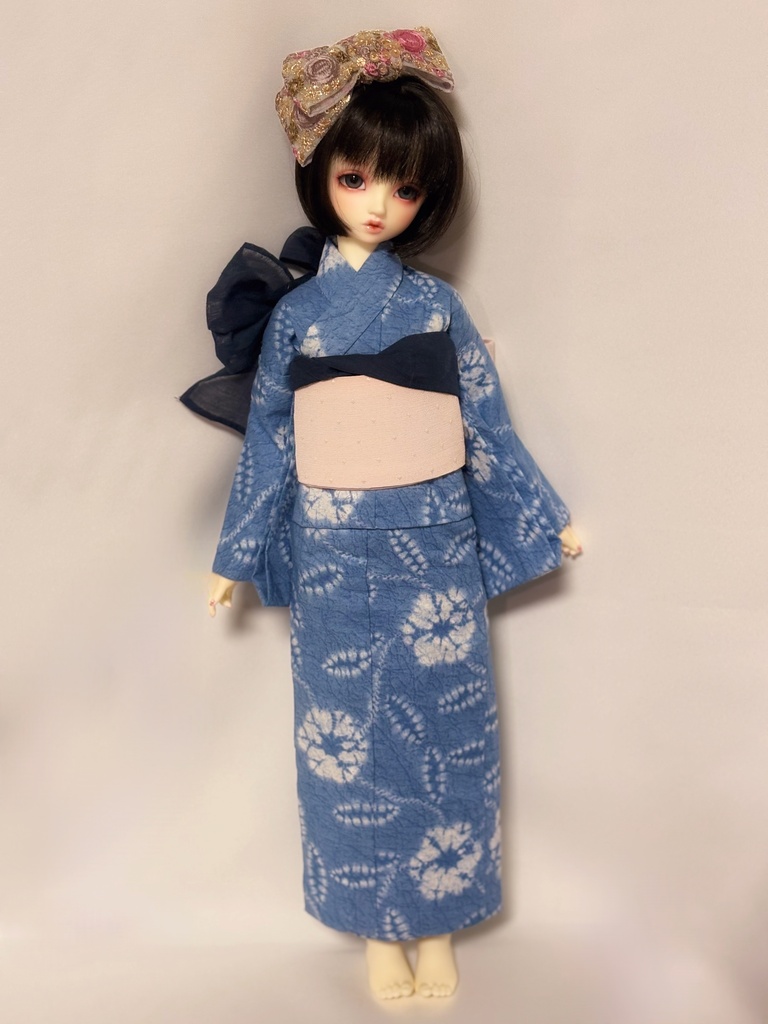 SD〜13SD少女サイズ　総手縫い浴衣　絞り風柄