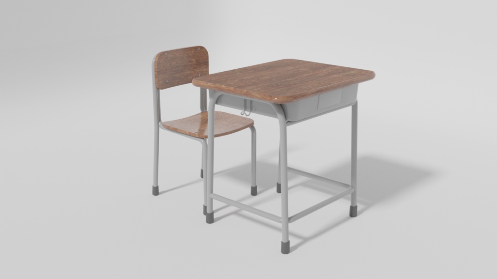 教室の机と椅子の3Dモデル