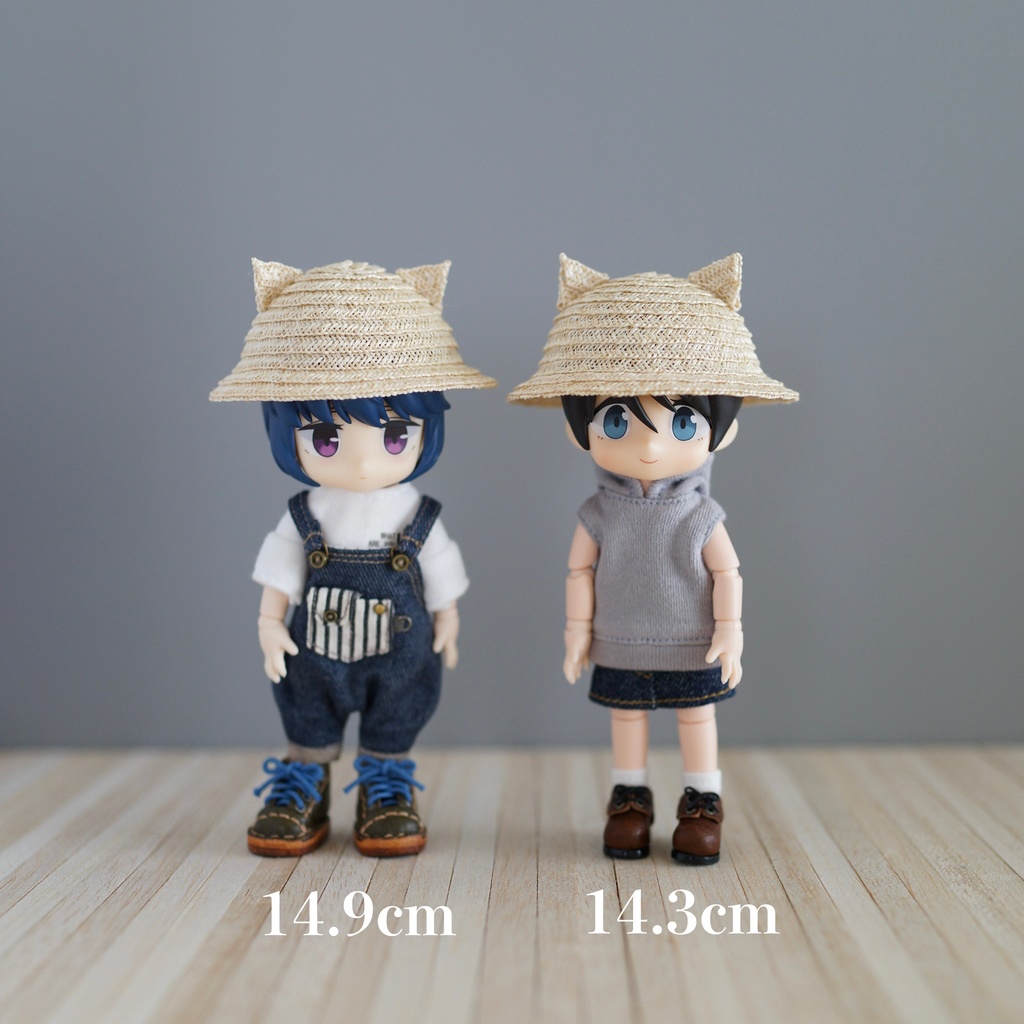 【受注】ねこみみ麦わら帽子(中サイズ/15cm/きなり)