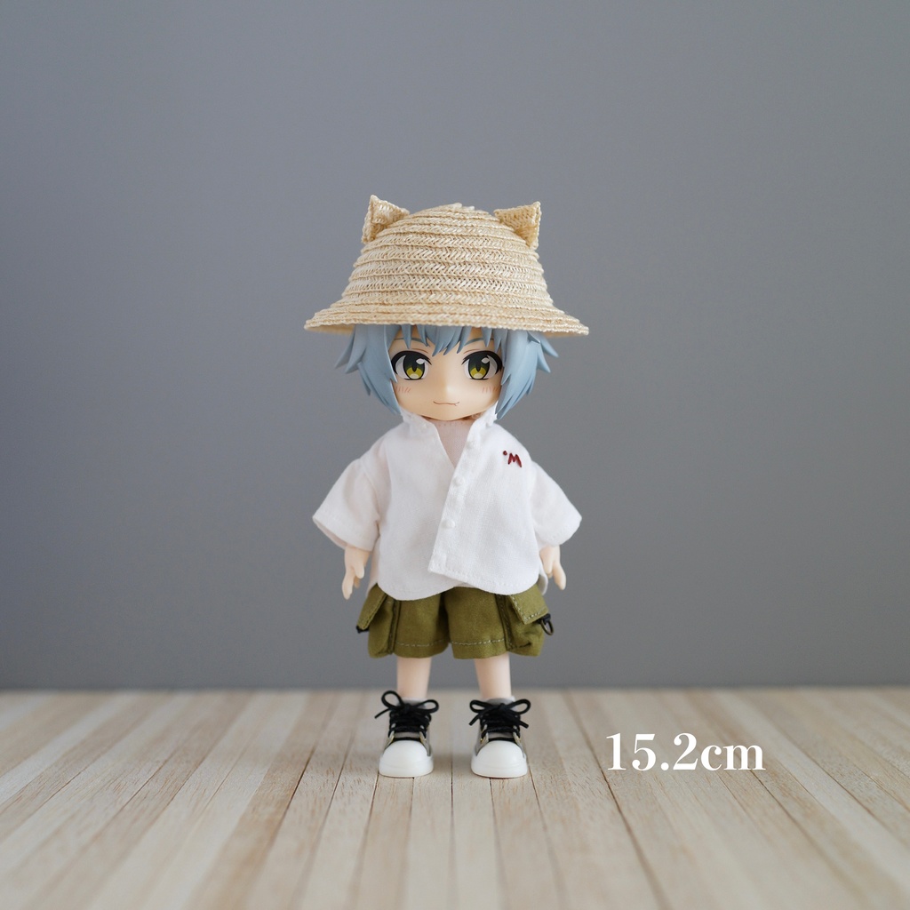 【受注】ねこみみ麦わら帽子(中サイズ/15cm/きなり)