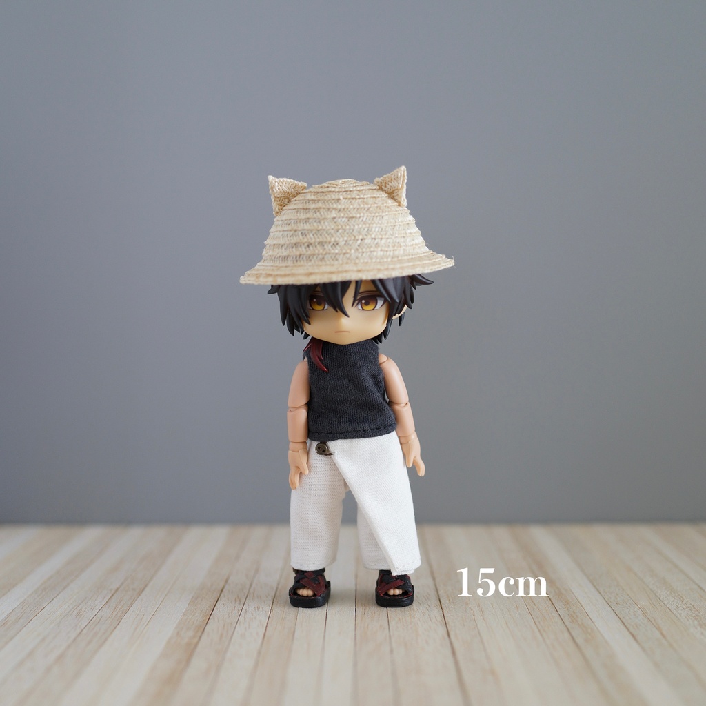 【受注】ねこみみ麦わら帽子(中サイズ/15cm/きなり)