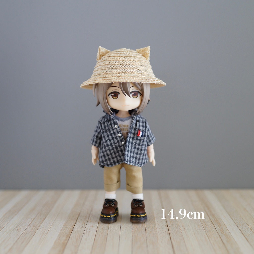 【受注】ねこみみ麦わら帽子(中サイズ/15cm/きなり)
