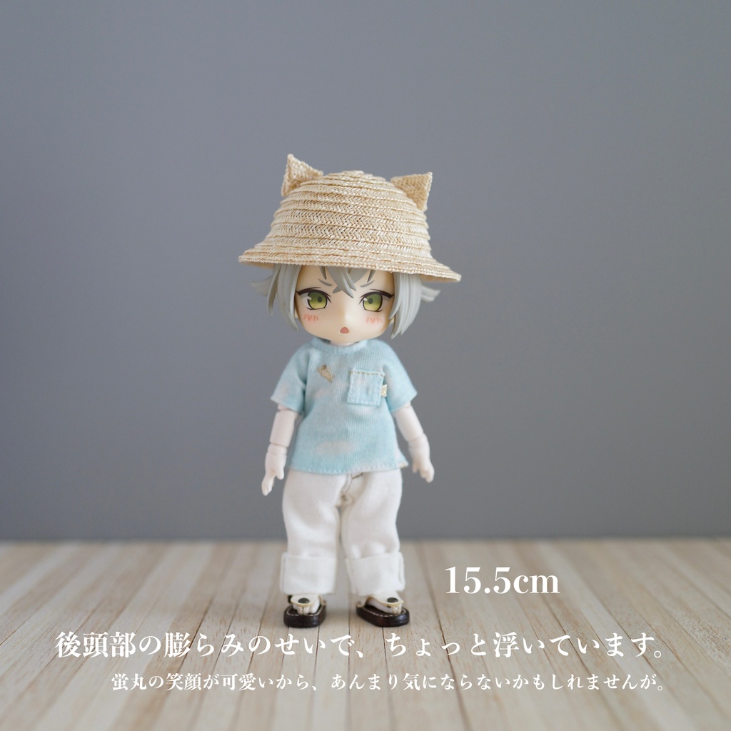 【受注】ねこみみ麦わら帽子(中サイズ/15cm/きなり)