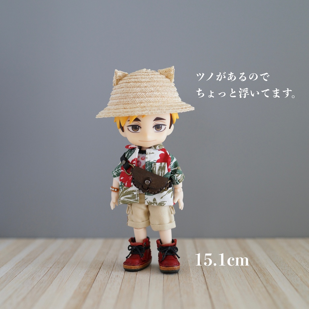 【受注】ねこみみ麦わら帽子(中サイズ/15cm/きなり)