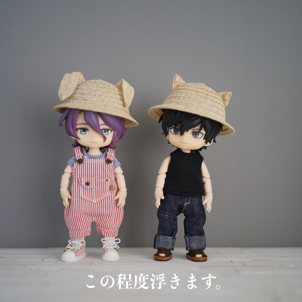 【参考】たれ耳麦わら帽子(中サイズ/15cm/きなり)