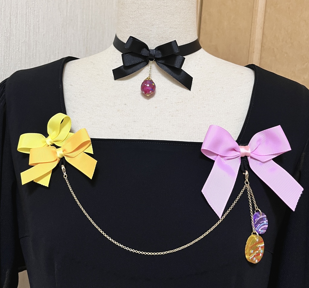 水風船風バルーンワンピース*黒×赤