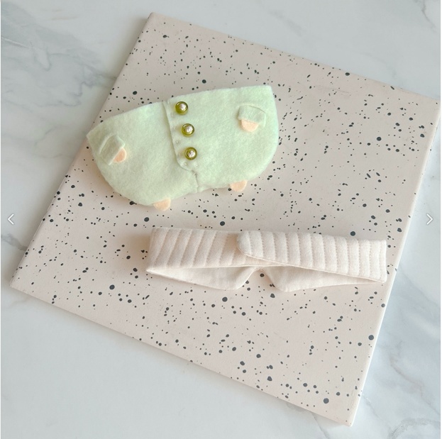 【new】うぐいす色ばぶみロンパース+スタイセット