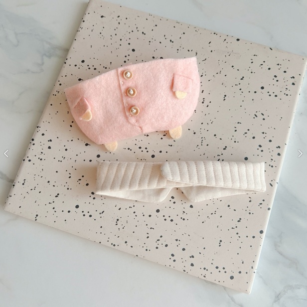 【new】桃色ばぶみロンパース+スタイセット