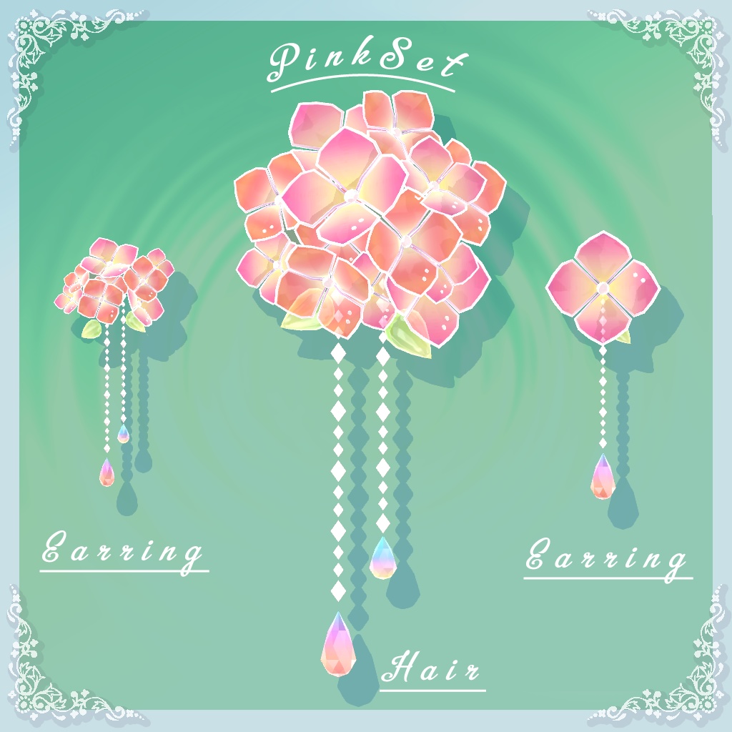 【PB対応】きらきら紫陽花の花飾り 3タイプ×3色セット🌼