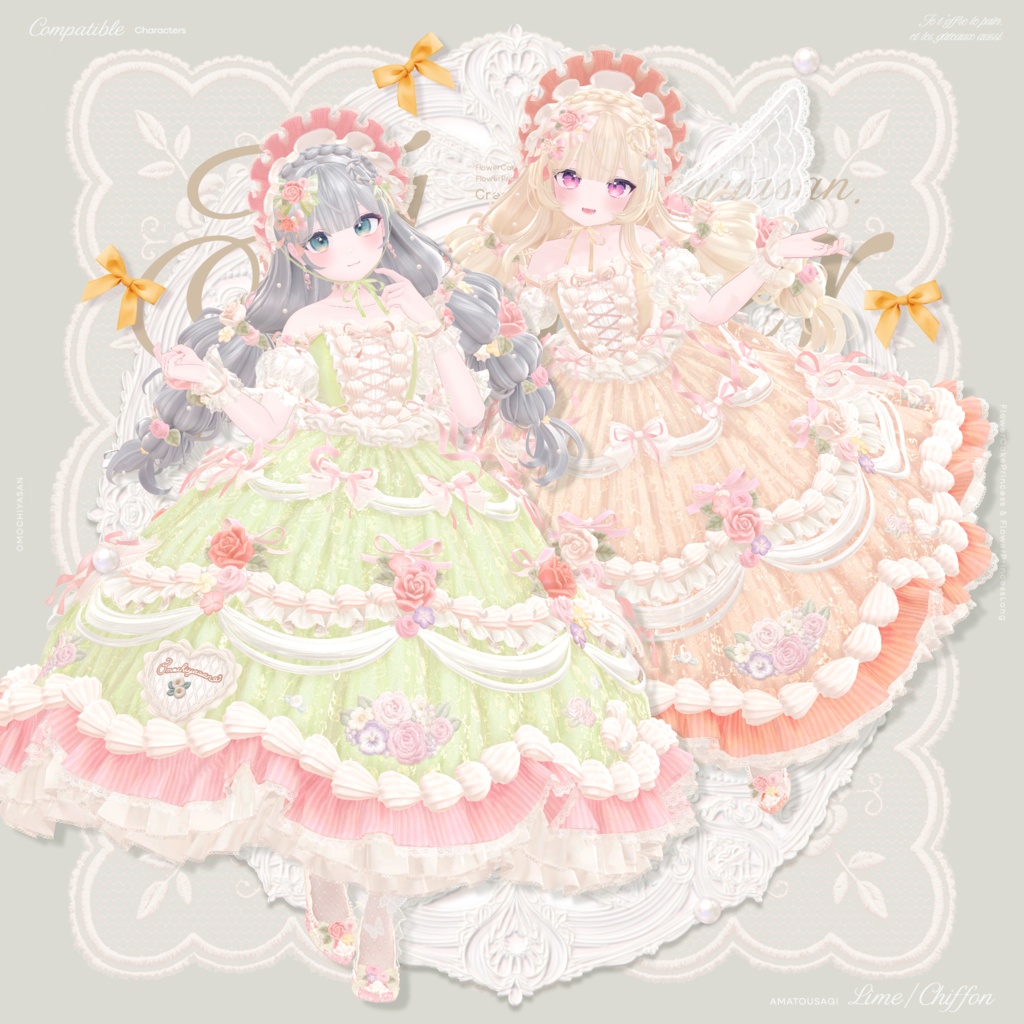 【販売記念セール🌷】FlowerCakePrincess & FlowerPrincessLong ‐お花とケーキのお姫様ドレス&ヘア【単品あり】