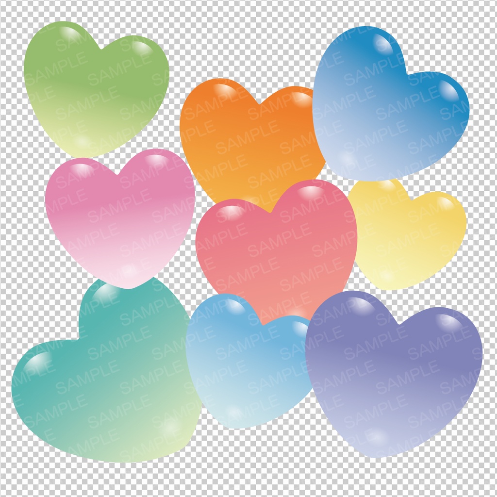 グミみたいなハートアイコンセット 9color【PNG+SVG】