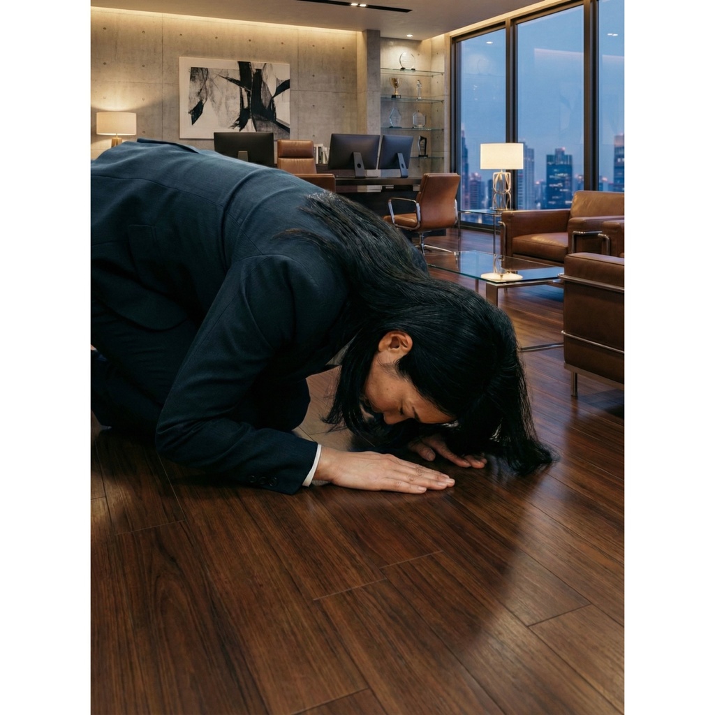 【単品】額を床に土下座する４０代女性部長