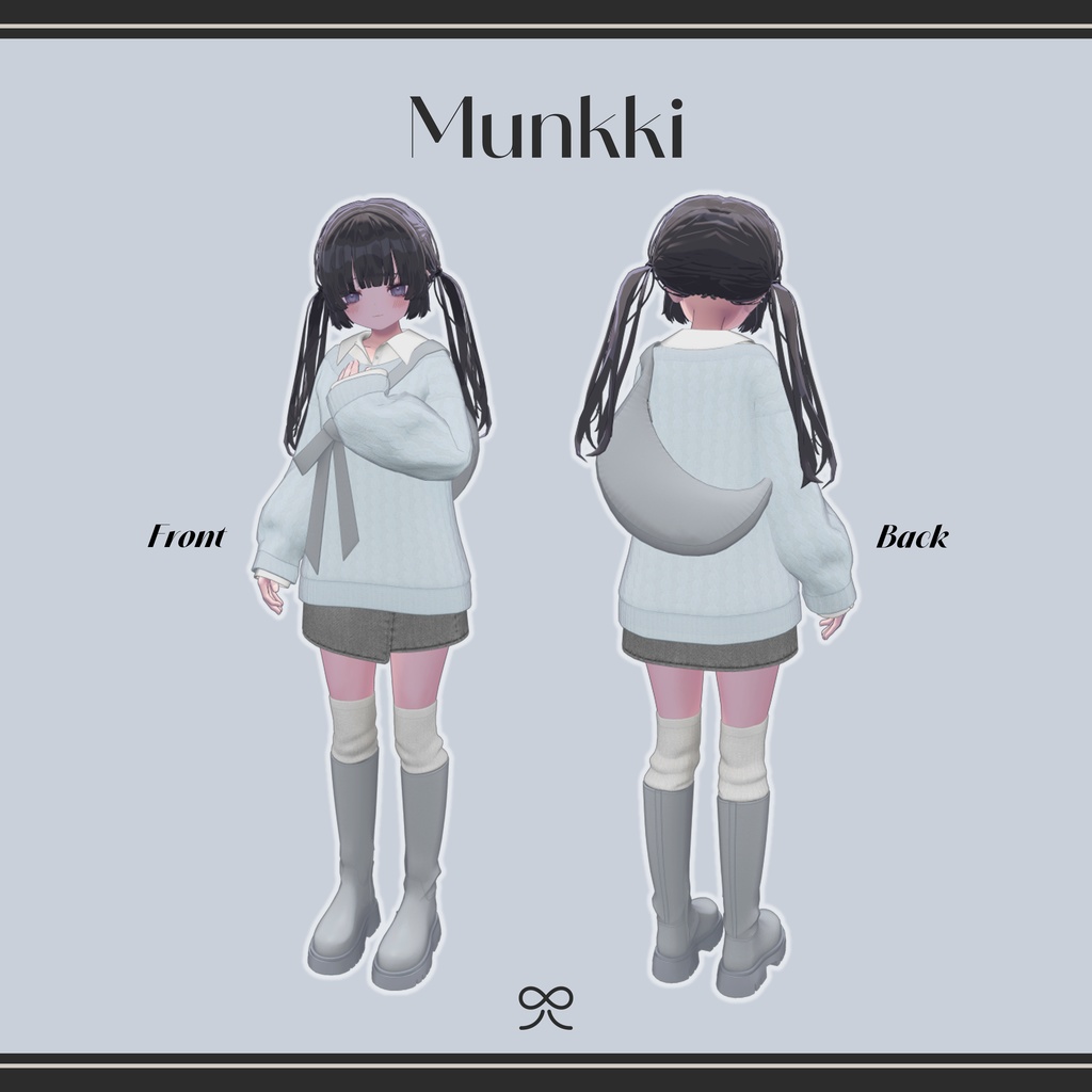 casual ribbon coordinates 【VRC 3D衣装モデル】リボンバッグのお散歩コーデ