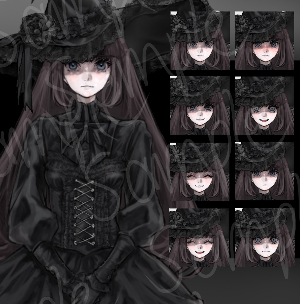 【立ち絵素材】黒_ゴスロリ_少女_女性