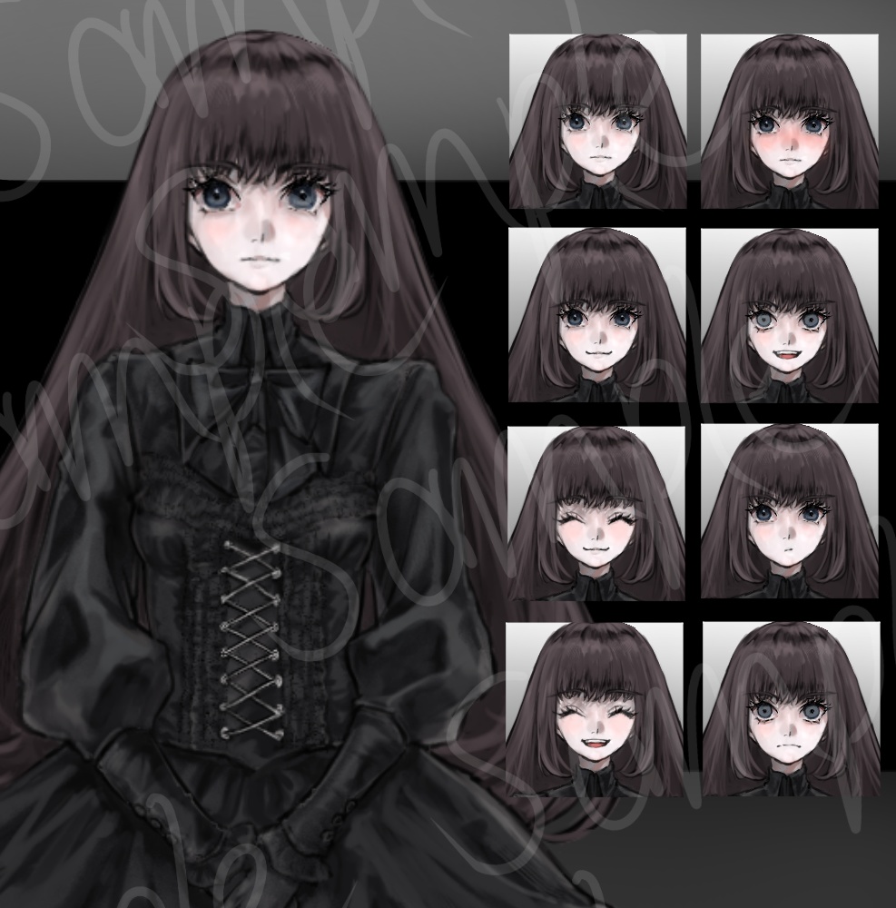 【立ち絵素材】黒_ゴスロリ_少女_女性