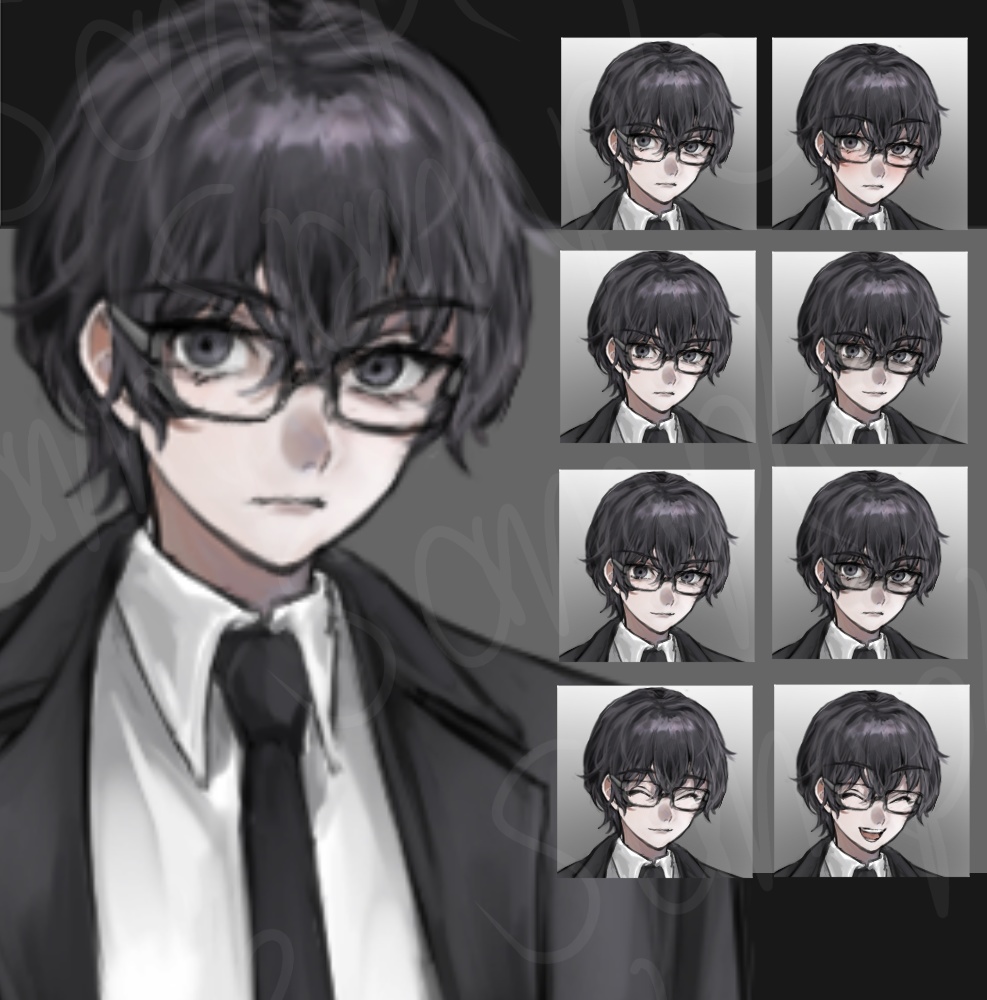 【立ち絵素材】スーツ_メガネ_少年_青年