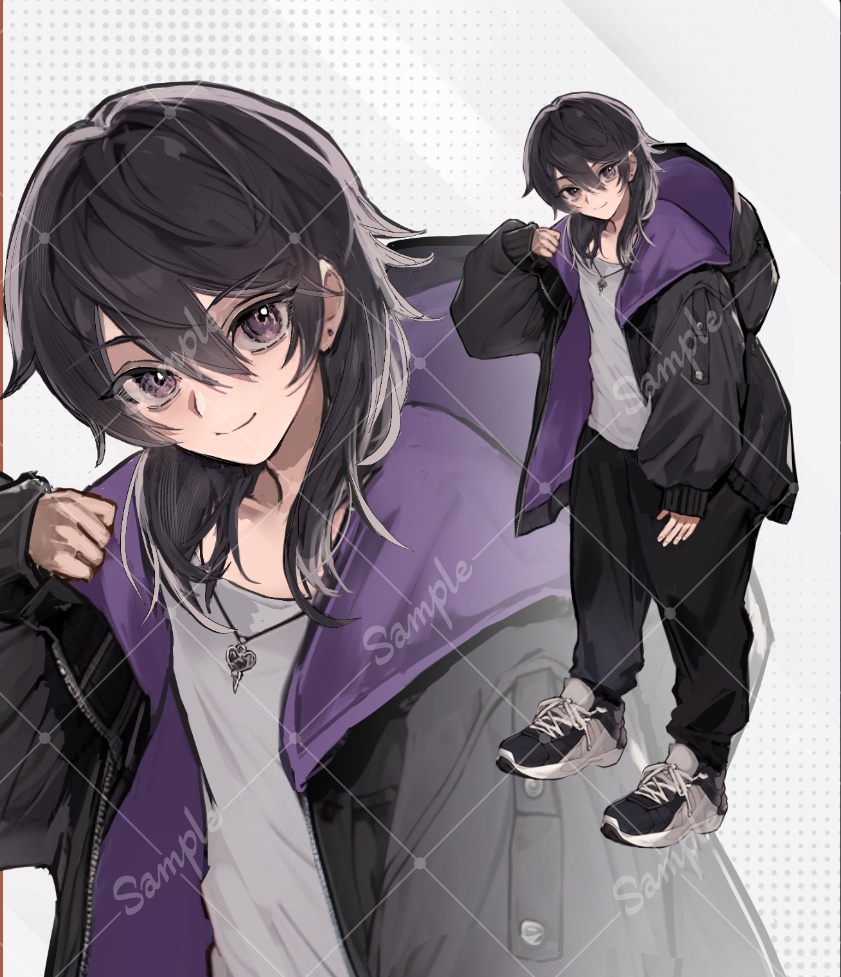 【立ち絵素材】少年_私服_黒髪_男性