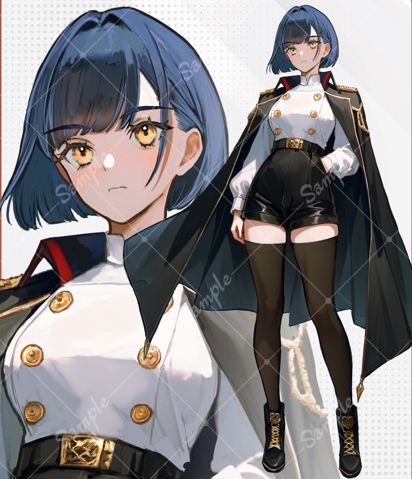 【立ち絵素材】女性_軍服_ショートヘア_少女