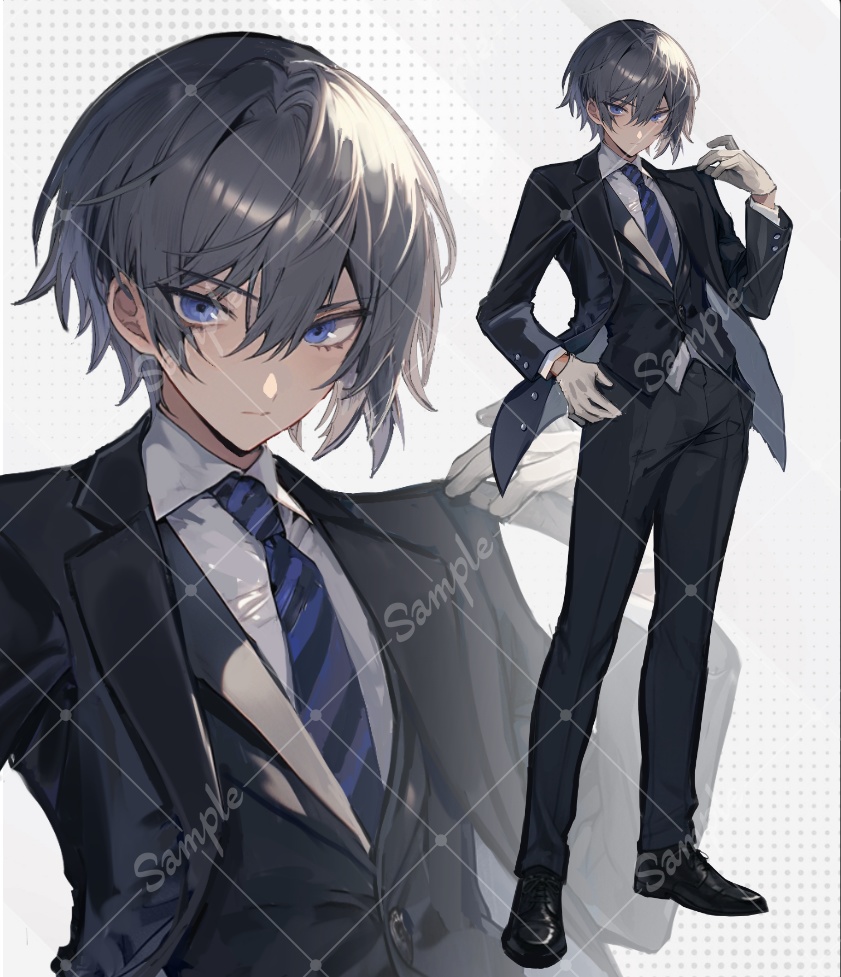 【立ち絵素材】少年_スーツ_黒髪_男性