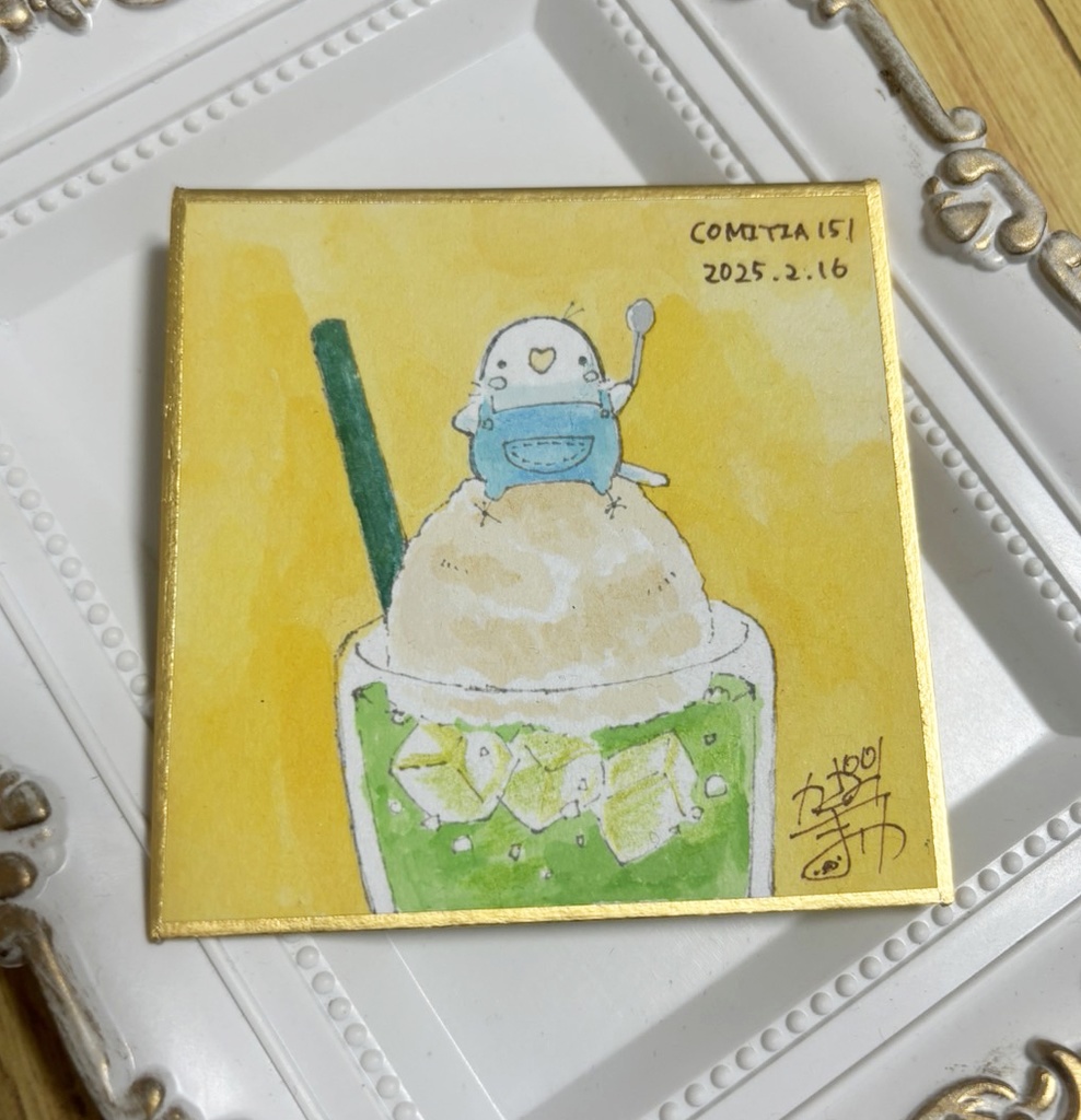 【ミニ色紙】らむとクリームソーダ