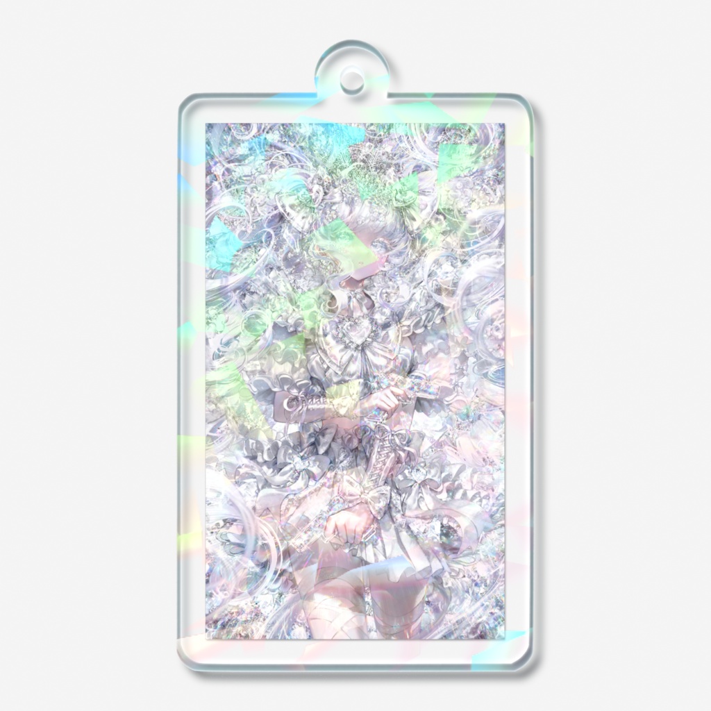 白ちゃんホログラムアクリルキーホルダー/White Chan Holographic Acrylic Keychain