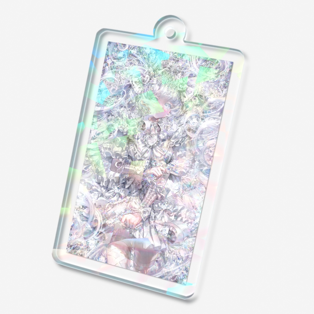 白ちゃんホログラムアクリルキーホルダー/White Chan Holographic Acrylic Keychain