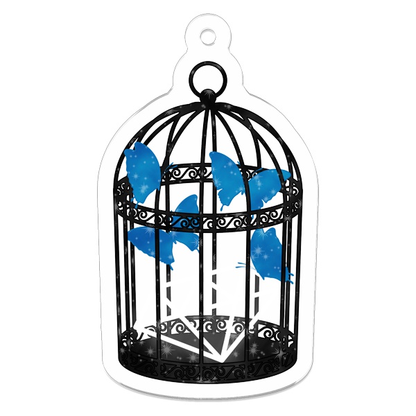 青い蝶と鳥籠 キーホルダー