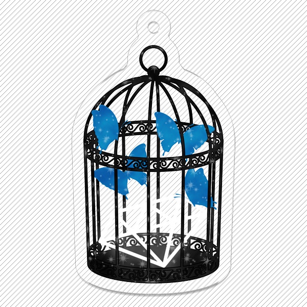 青い蝶と鳥籠 キーホルダー