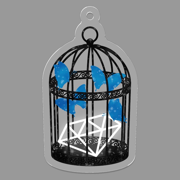 青い蝶と鳥籠 キーホルダー Forest Lantern Booth