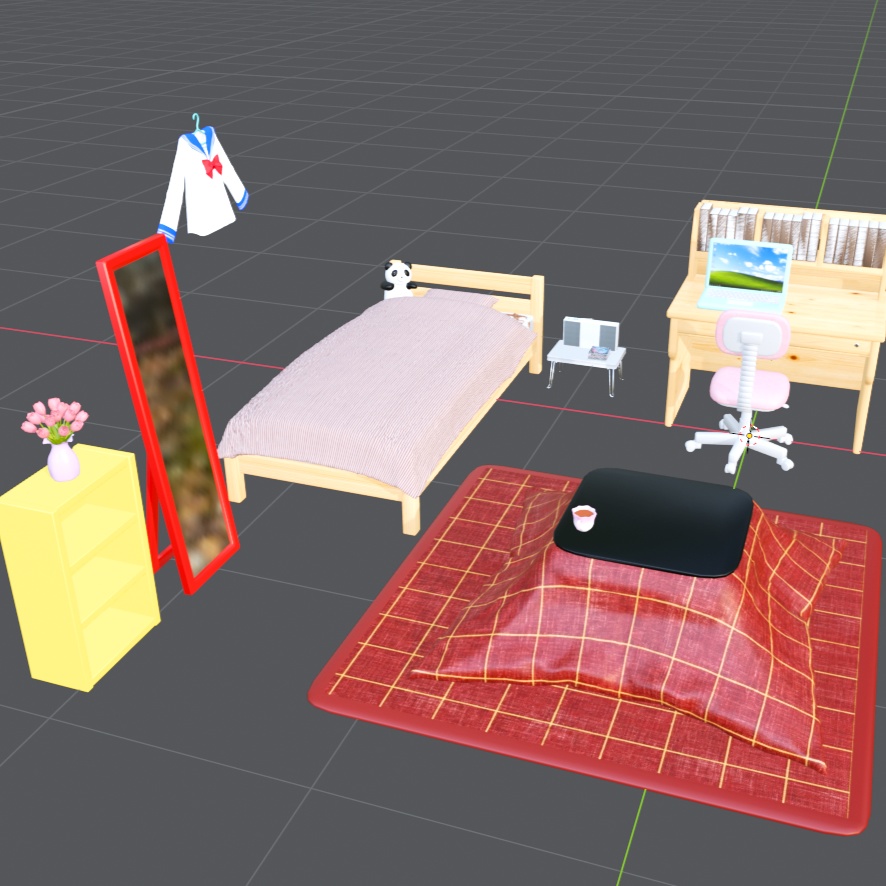 【こたつもあるよ】ガーリー・ベーシック家具14点セット