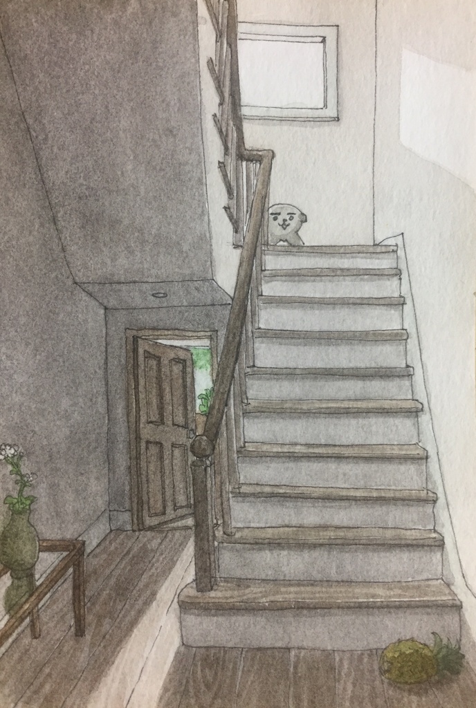 『階段』ポストカードサイズ原画