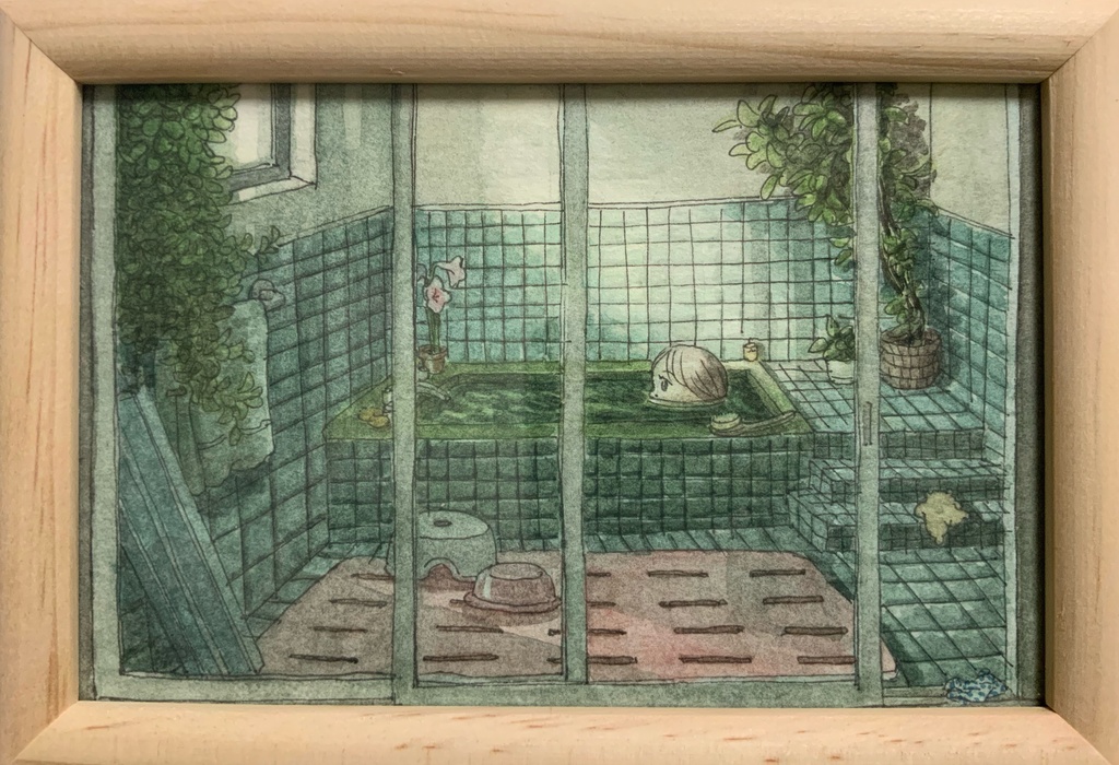 「お風呂」ポストカードサイズ　原画