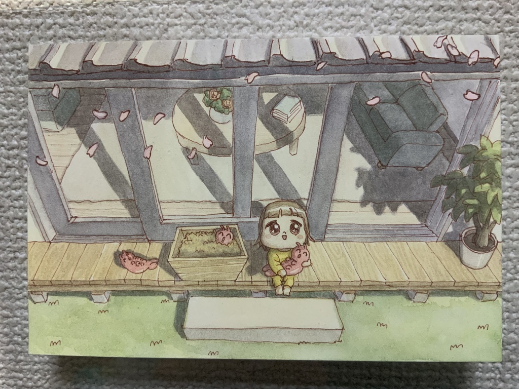「こえびのひなたぼっこ」原画　ポストカードサイズ