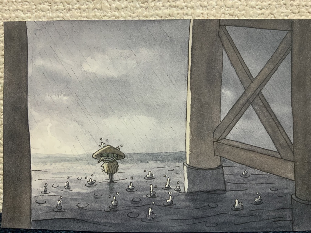 「雨のついばみ」原画　ポストカードサイズ